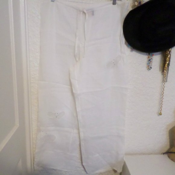 Soma by Chico's White Beach Cover Up Pants NWT Sz M/L - Picture 1 of 6